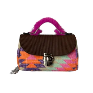 Mini Miura Fantasia Multicolor & Marrone - Borsa donna a mano e tracolla